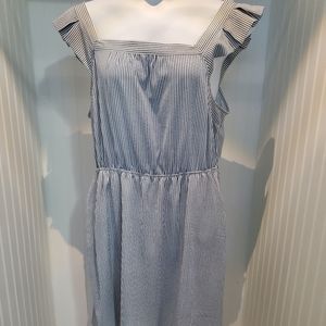 Blue & White Striped Monteau Dress